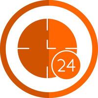 24 horas glifo laranja círculo ícone vetor