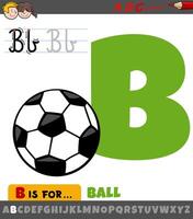 carta b a partir de alfabeto com desenho animado futebol bola objeto vetor