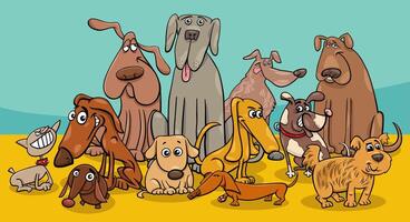 desenho animado cachorros e filhotes animal personagens grupo às casa vetor