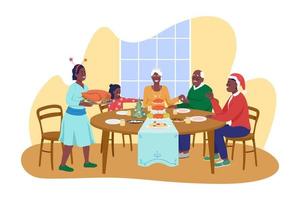 ilustração vetorial 2d jantar de natal em família vetor
