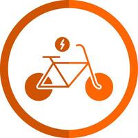 elétrico bicicleta glifo laranja círculo ícone vetor