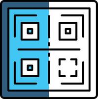 qr preenchidas metade cortar ícone vetor