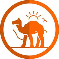 camelo glifo laranja círculo ícone vetor