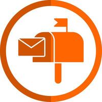 caixa de correio glifo laranja círculo ícone vetor