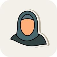 hijab linha preenchidas branco sombra ícone vetor