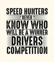 design de t-shirt com letras de motocicleta speed hunters