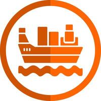 carga navio glifo laranja círculo ícone vetor