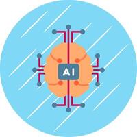 artificial inteligência plano azul círculo ícone vetor