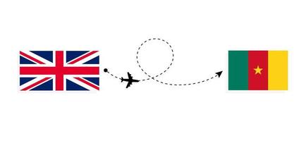 voo e viagem do Reino Unido da Grã-Bretanha aos Camarões pelo conceito de viagem de avião de passageiros vetor