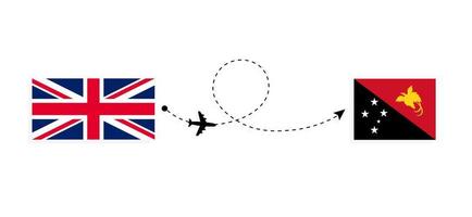 voo e viagem do Reino Unido da Grã-Bretanha para Papua Nova Guiné com o conceito de viagem de avião de passageiros vetor