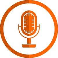 estúdio microfone glifo laranja círculo ícone vetor