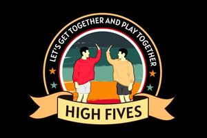 high five design retro vetor