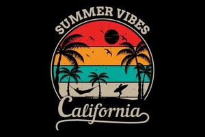 vibrações de verão califórnia design vintage retro vetor