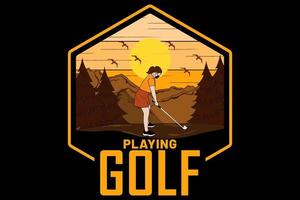 jogando golfe design vintage retro vetor