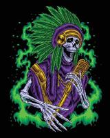 esqueleto do chefe índio verde cantar vetor