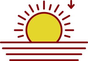ícone de duas cores da linha do pôr do sol vetor