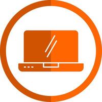 computador portátil glifo laranja círculo ícone vetor