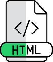 html preenchidas metade cortar ícone vetor