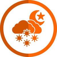 noite neve glifo laranja círculo ícone vetor