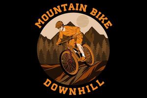 mountain bike downhill design vintage retro vetor