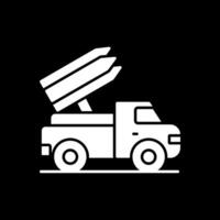 míssil caminhão glifo invertido ícone vetor