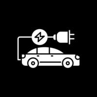 ícone invertido de glifo de carro elétrico vetor