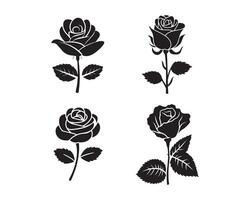 rosa flor silhueta ícone gráfico logotipo Projeto vetor