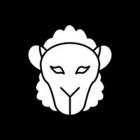ícone invertido de glifo de ovelha vetor