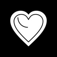ícone invertido de glifo de coração vetor