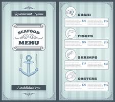 Design de menu de frutos do mar vetor