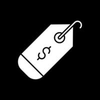 ícone invertido de glifo de tag vetor