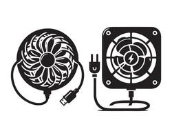 carregador ventilador silhueta ícone gráfico logotipo Projeto vetor