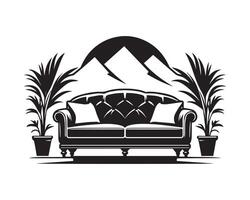 sofá silhueta ícone gráfico logotipo Projeto vetor