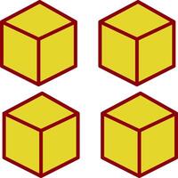 ícone de duas cores de linha de cubo vetor