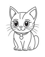 fofa gato coloração Páginas, gato ilustração, lindo gato Preto e branco vetor