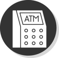 atm máquina glifo cinzento círculo ícone vetor