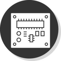 pcb borda glifo cinzento círculo ícone vetor