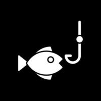 ícone invertido de glifo de pesca vetor