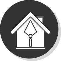 casa construção glifo cinzento círculo ícone vetor