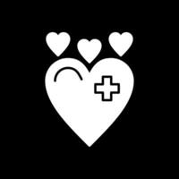 ícone invertido de glifo de coração vetor