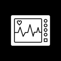 ecg máquina glifo invertido ícone vetor