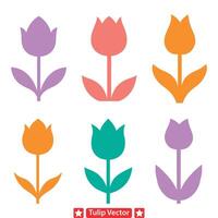 encantador tulipa sonhos artístico silhueta conjunto vetor
