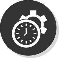 Tempo gestão glifo cinzento círculo ícone vetor