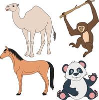 colorida animais clipart definir. desenho animado selvagem animais clipart conjunto para amantes do animais selvagens vetor