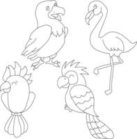 fofa pequeno pássaros clipart conjunto plano Projeto. pássaro plano ilustração vetor