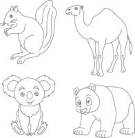 esboço animais clipart definir. desenho animado selvagem animais clipart conjunto para amantes do animais selvagens vetor