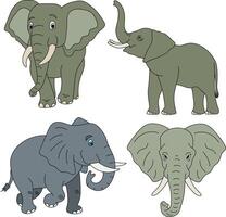 elefante clipart definir. desenho animado selvagem animais clipart conjunto para amantes do animais selvagens vetor