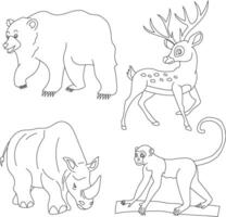 esboço animais clipart definir. desenho animado selvagem animais clipart conjunto para amantes do animais selvagens vetor