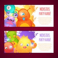 Banners horizontais de monstros vetor