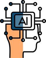 artificial inteligência preenchidas metade cortar ícone vetor